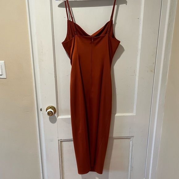 Lulu’s Hollywood Bronze Satin Midi Dress - Picture 6 of 7